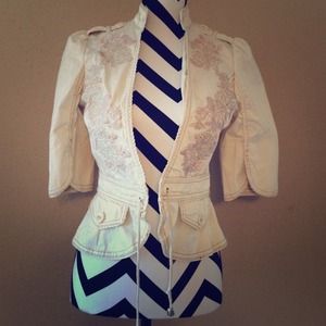 Tan embroidered spring jacket