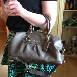 Coach Ashley bronze leather satchel