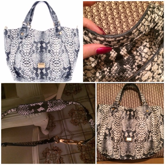 Black & white large snakeskin handbag