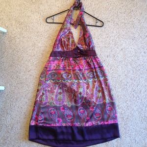Purple paisley halter dress