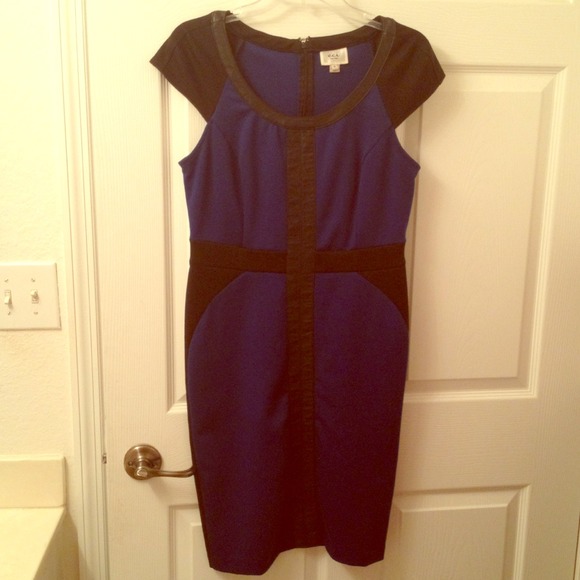 Blue with Black Leather Dress
