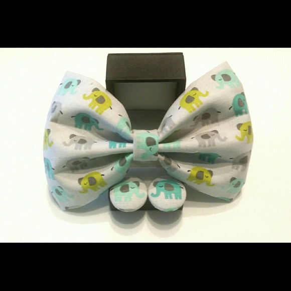 Tiny Elephant Hair Bow w/ Earrings - Picture 2 of 2