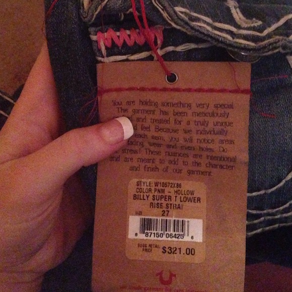 Make an Offer Pink Stitched True Religion Jeans - Picture 2 of 4
