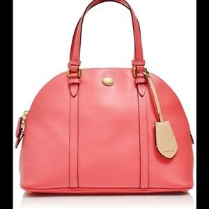 Coach Peyton Leather Cora Domed Satchel coral