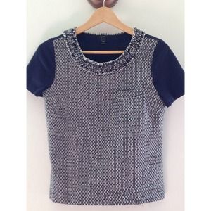 J. Crew Tweed & Navy Top