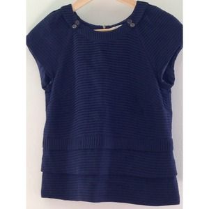 Navy Blouse W/ Pleated Detail