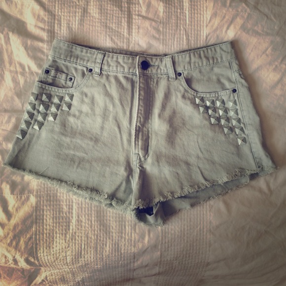 Urban Outfitters Jeans Bdg Mint Studded High Waist Denim Shorts Poshmark