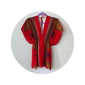 Reserved for Trade🎁 Red Tribal Print Tunic