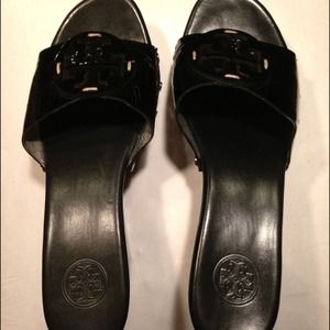 Tory Burch Black Patent Patti Wedge