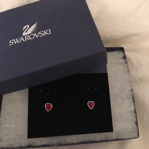 Swarovski ruby heart earrings