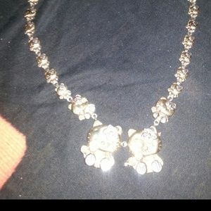 10 karat gold and silver Hello Kitty necklace