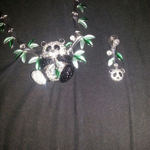 Silver panda bear necklace