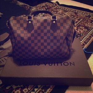 Louis Vuitton damier speedy shoulder tote bag