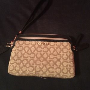Authentic coach double L-zip wristlet