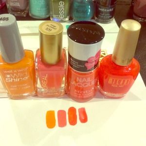 Coral and orange nail polish
