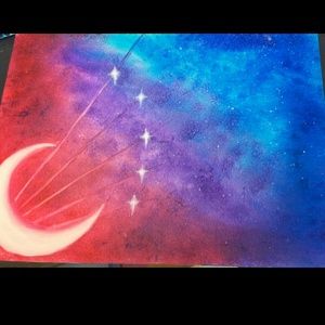 Lady-moon-galaxy oil painting.