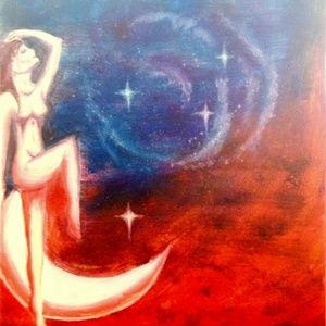 Lady-moo-galaxy oil painting