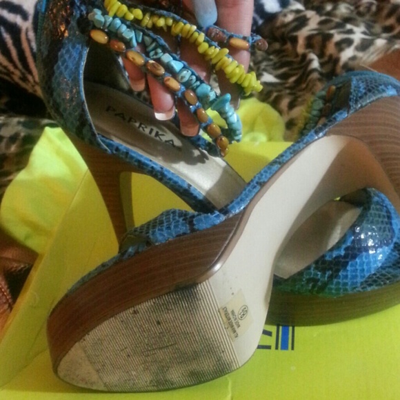 Blue python sandal heels - Picture 2 of 4