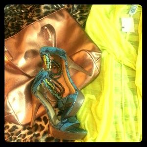 New Metallic copper tote bag with accent tassel