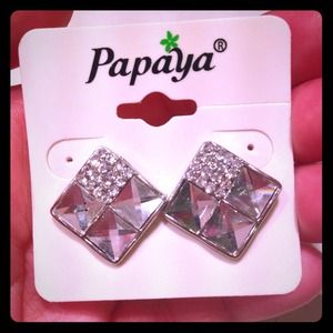 CLASSY SQUARE RHINESTONE EARRINGS