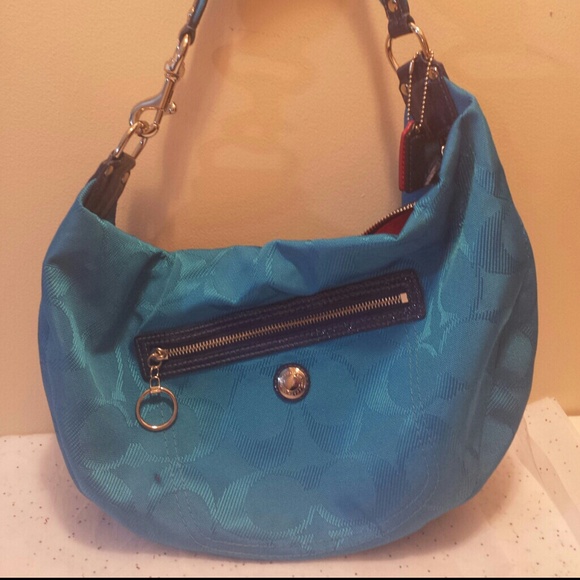 Blue Coach handbag