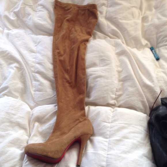 Louis tan thigh high boots