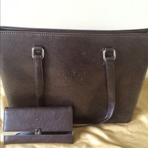 **Bundle** dark brown handbag and wallet+ AX SHIRT