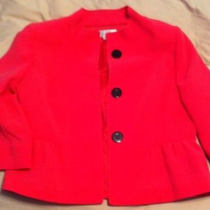 Tahari pink blazer with black stitching