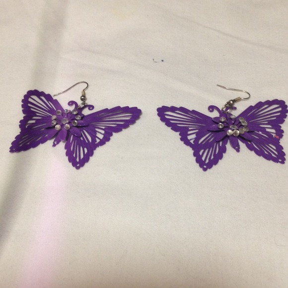 Purple butterfly earrings