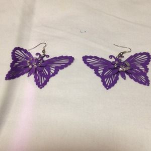 Purple butterfly earrings