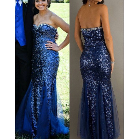 Blue Sequin Prom Dress - Blush 9570