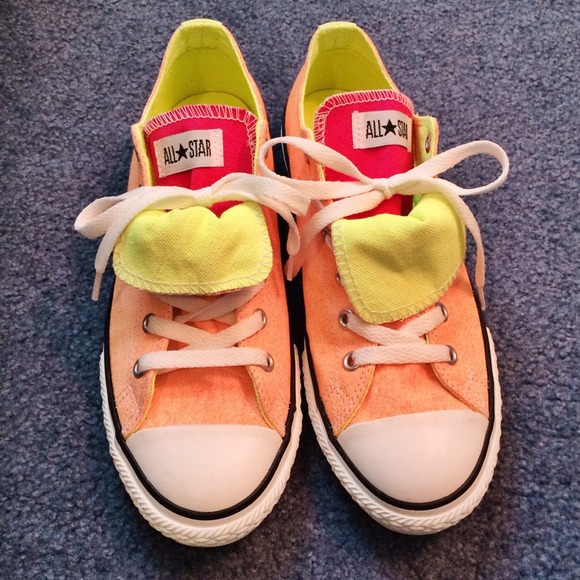 Neon orange/pink/ yellow converse