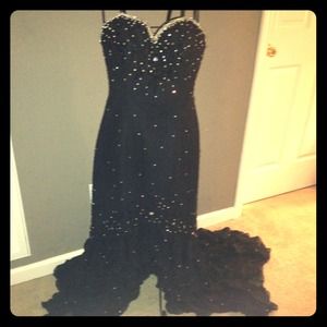 Mystique Rhinestone Dress with beautiful train.