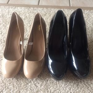 Two pairs of heels. Nude & black.