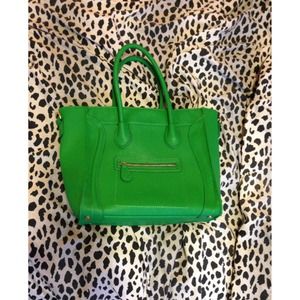 💚Bright green luggage tote structured handbag💚