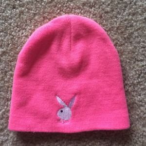 Hot pink playboy bunny beanie. 100% cotton