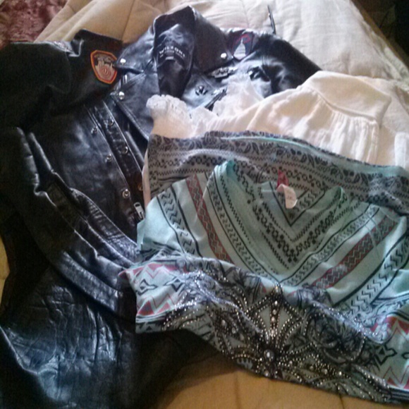 Leathers,cover up and top