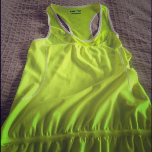 NEON YELLOW FILA GYM TOP. LARGE.