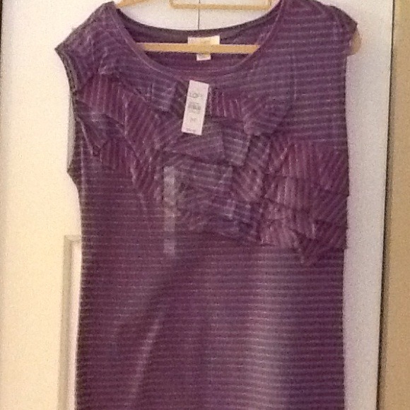 Purple pink stripe sleeveless tee