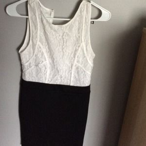white & black lace dress