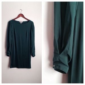 Hunter Green Sheer Sleeved Dress