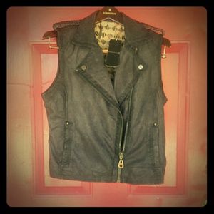 Doma lamb leather black vest jacket Free People