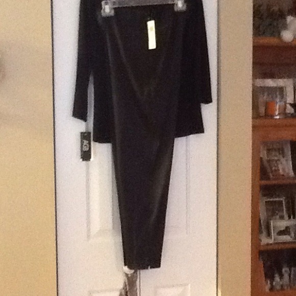 Satin dress pants, , top satin neckline