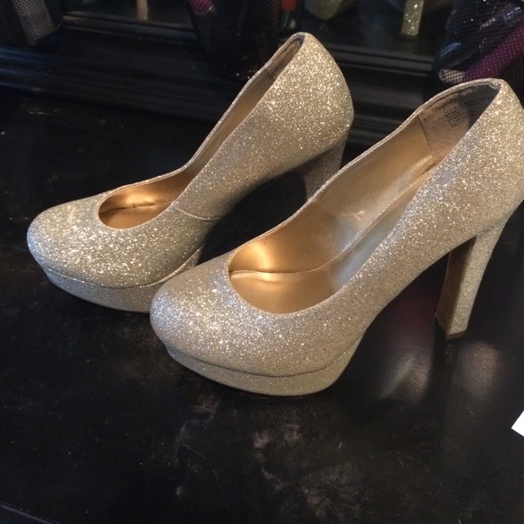 Gold sparkly heels