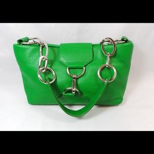 Green leather bagette. 10x6 inches