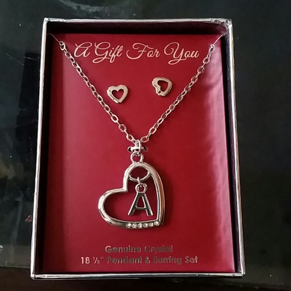 Heart necklace and earrings