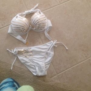 Gold sequin push up bikini