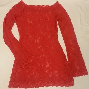 Victoria's Secret Red Lace Lingerie Top