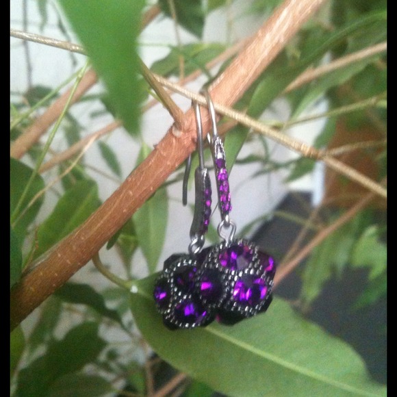 Purple drop earrings