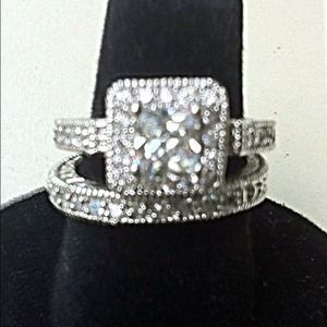 Princess Cushion Cut Ring Set  (Can accept offers)